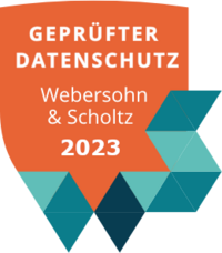 Logo zu "geprüfter Datenschutz" von Webersohn und Scholtz, 2023
